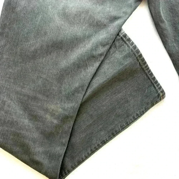 Gap 1969 Authentic Fade Black Distress 100% Cotton Slim Straight Jean Size 32/34 - Picture 9 of 16